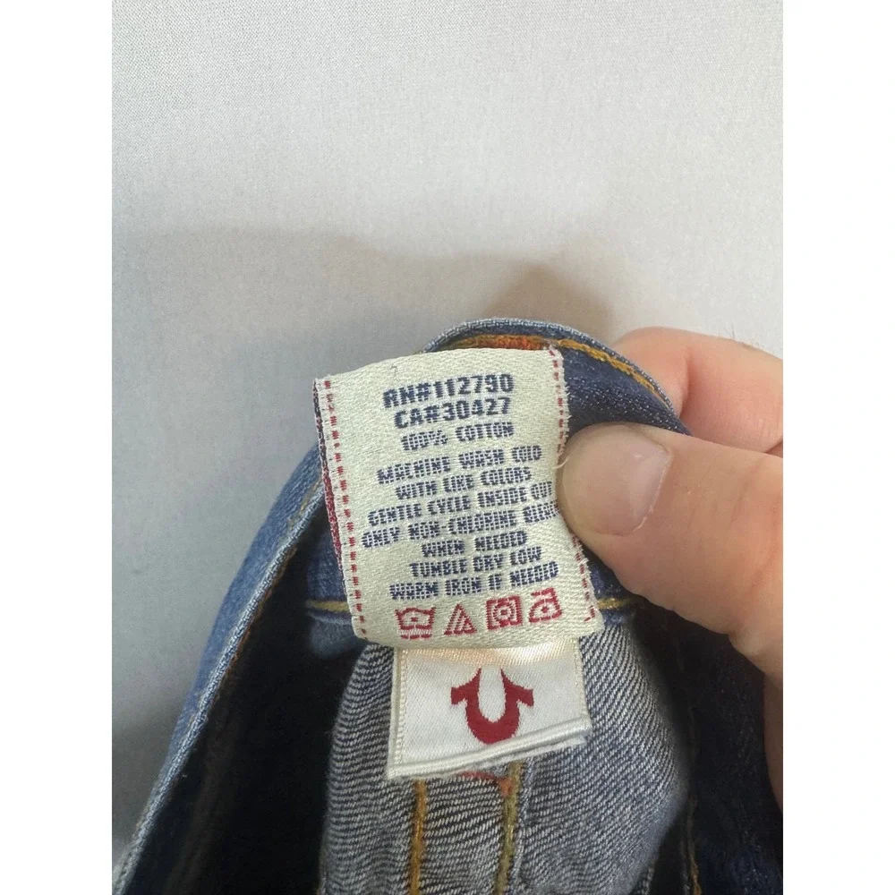 True Religion Mens Straight Leg Blue Jeans‎ Size 36X34 MDE8590N Made in USA